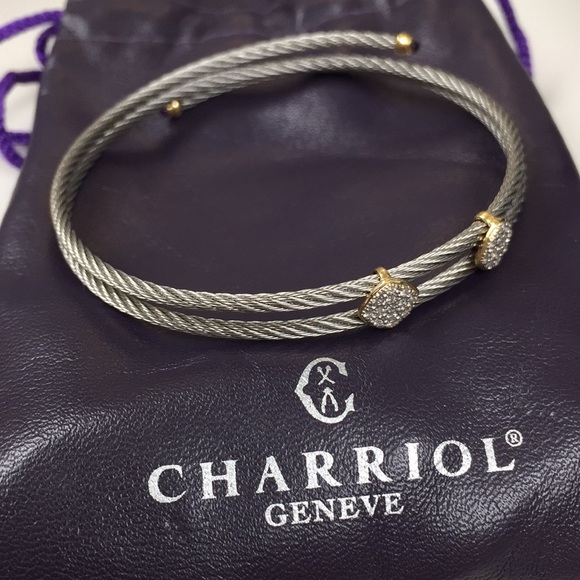 Charriol Cable 18K Gold Diamond Station Bracelet - Picture 5 of 8